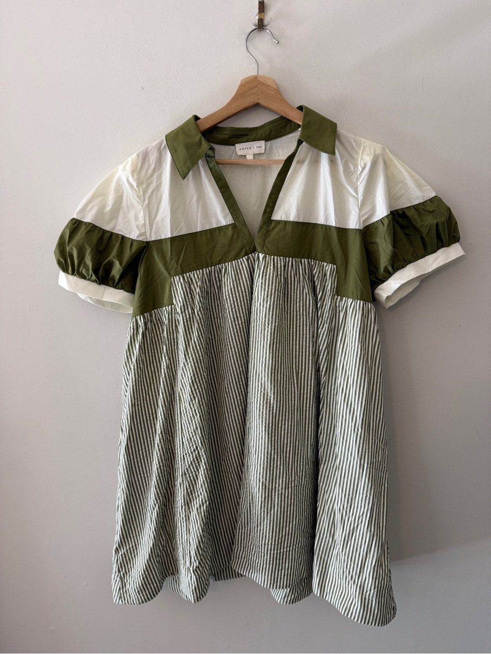 BUNDLE LOT Boutique Dresses - striped and solid SZ LARGE entro & shop mint (5) - Picture 6 of 11